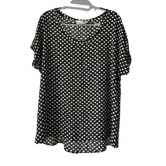 everleigh Women' Medium Black & White Polka Dot Pullover Short Sleeve Blouse Top - Picture 3 of 11